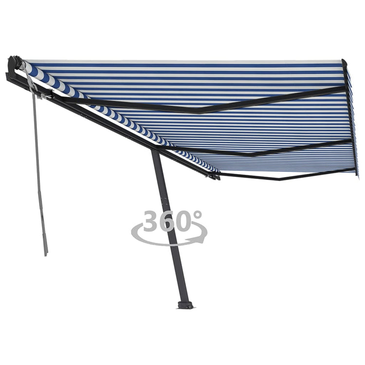 Vidaxl Luifel détaché étend manuellement 600x350 cm bleu et blanc