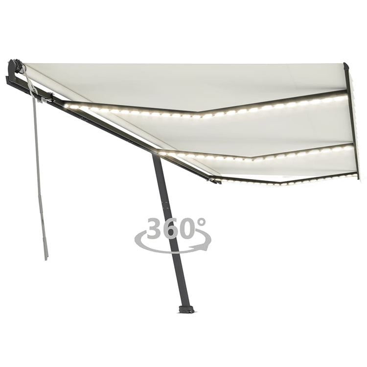 Vidaxl Luifel extensible manuellement avec la Crème à LED 600x350 cm -Colore