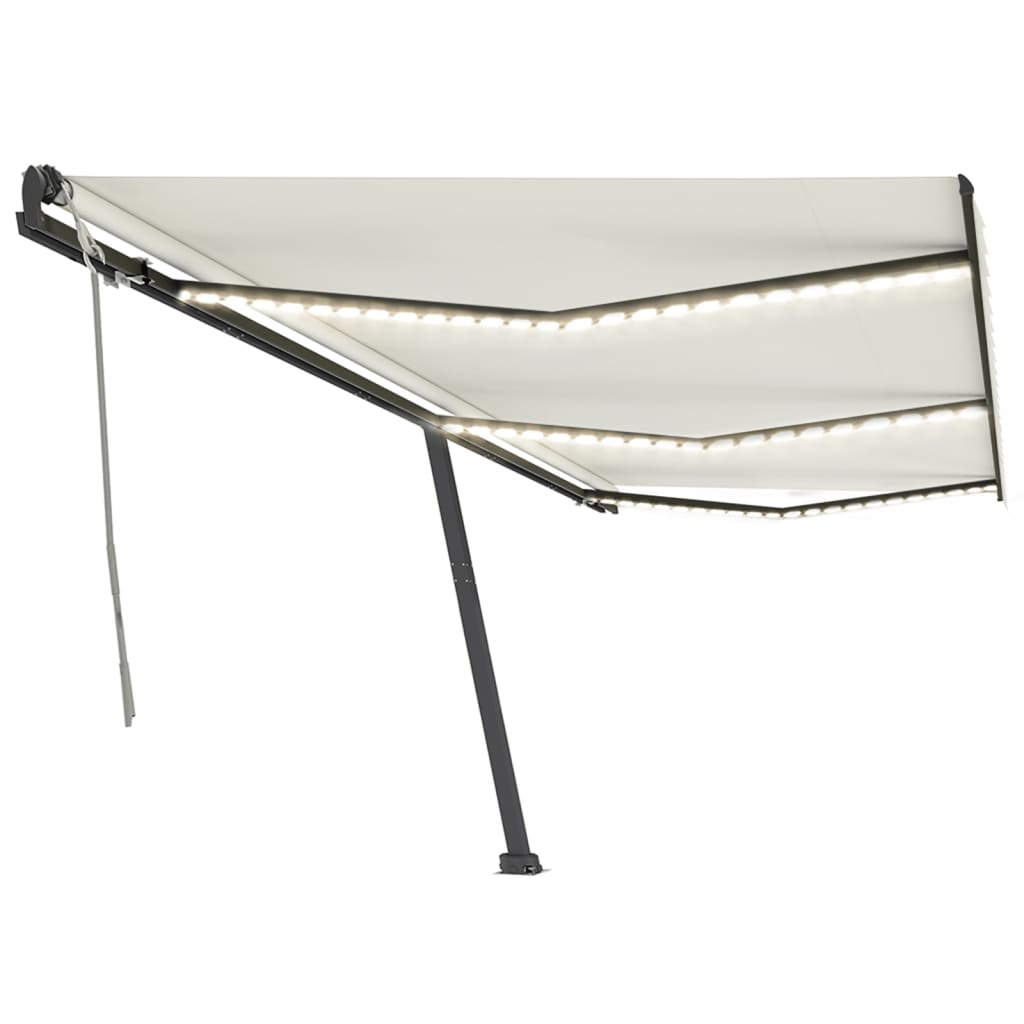Vidaxl Luifel extensible manuellement avec la Crème à LED 600x350 cm -Colore