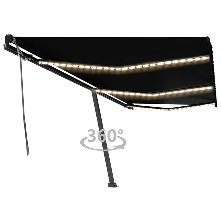Vidaxl Luifel extensible manuellement avec une couleur anthracite LED 600x350 cm