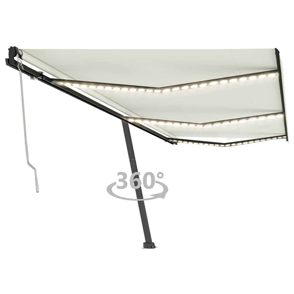 Vidaxl Luifel Automatique avec led et capteur de vent 600x350 cm couleur crème