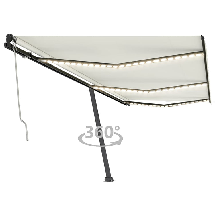 Vidaxl Luifel Automatique avec led et capteur de vent 600x350 cm couleur crème
