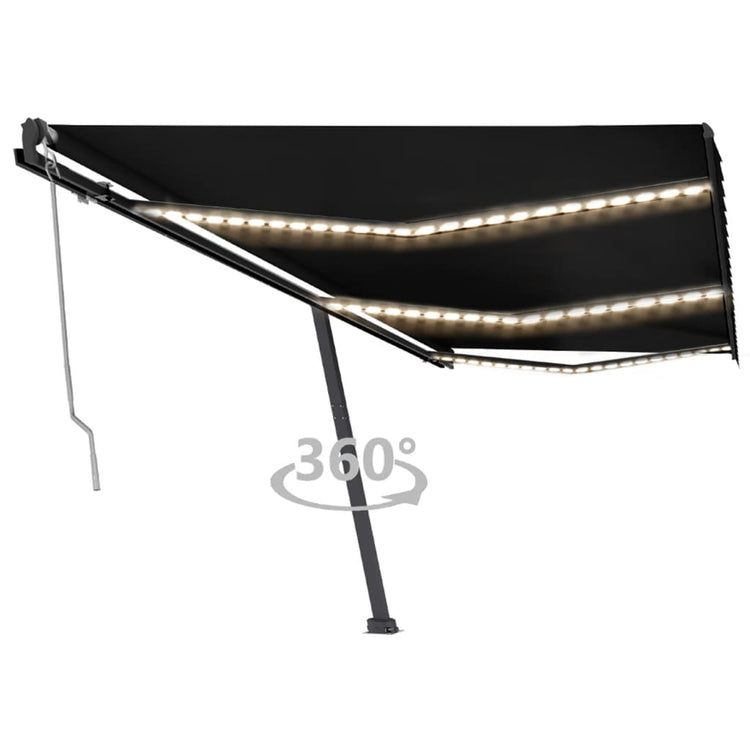 Vidaxl Luifel automatique avec un capteur LED et de vent 600x350 cm anthracite