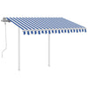 Vidaxl Luifel extensible manuellement avec des poteaux 3x2,5 m bleu et blanc