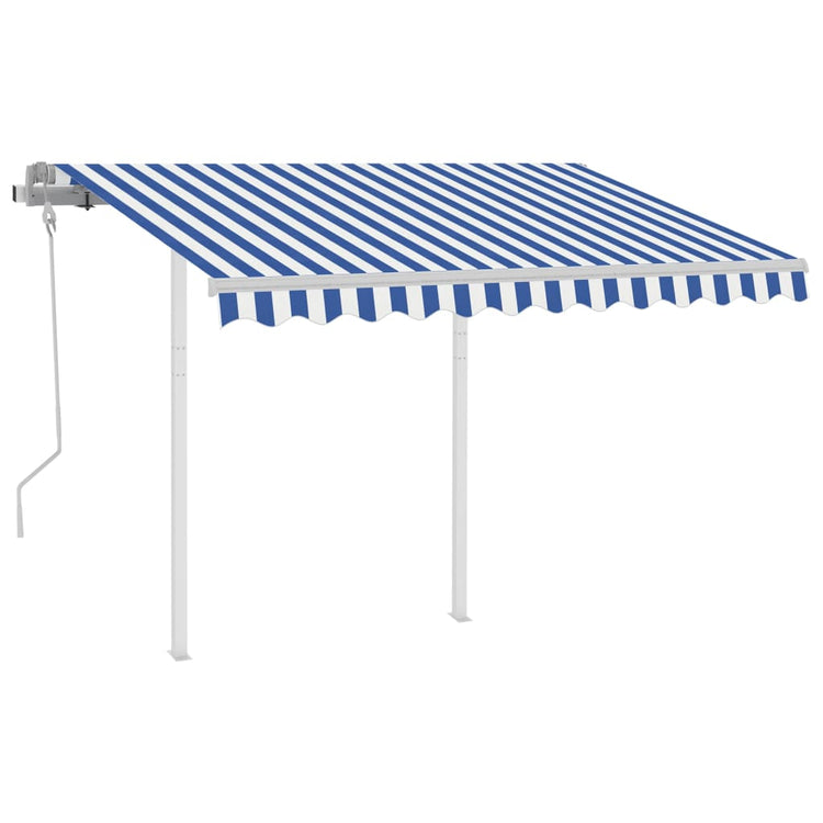 Vidaxl Luifel extensible manuellement avec des poteaux 3x2,5 m bleu et blanc