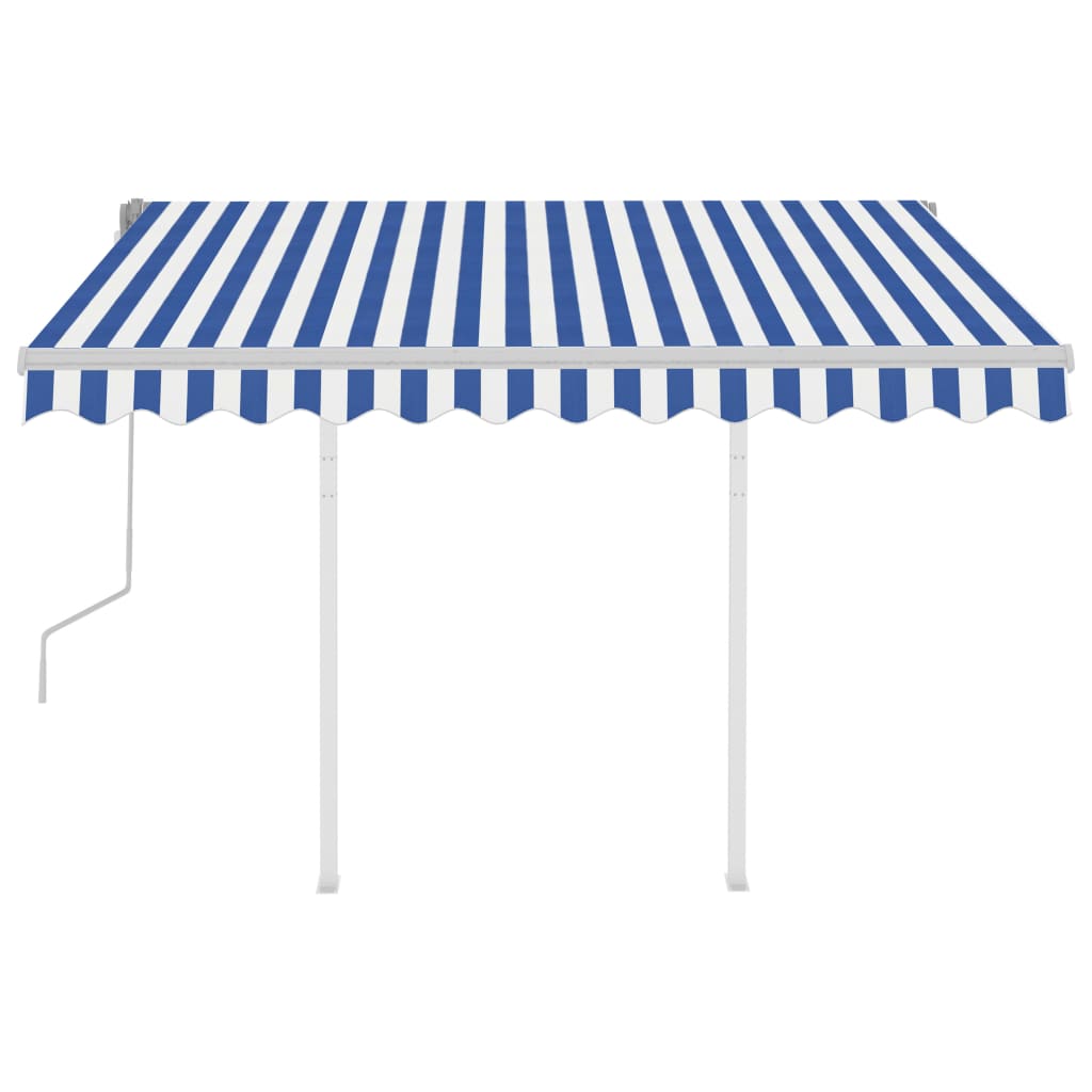 Vidaxl Luifel extensible manuellement avec des poteaux 3x2,5 m bleu et blanc