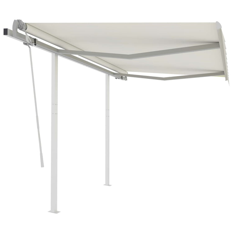 Vidaxl luifel extensible manuellement avec des poteaux 3x2,5 m crème -colored