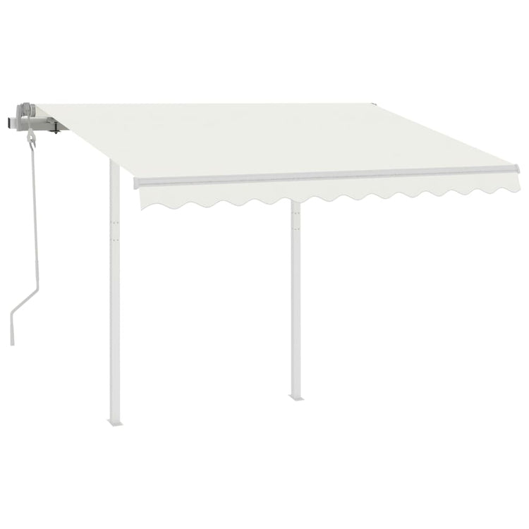 Vidaxl luifel extensible manuellement avec des poteaux 3x2,5 m crème -colored