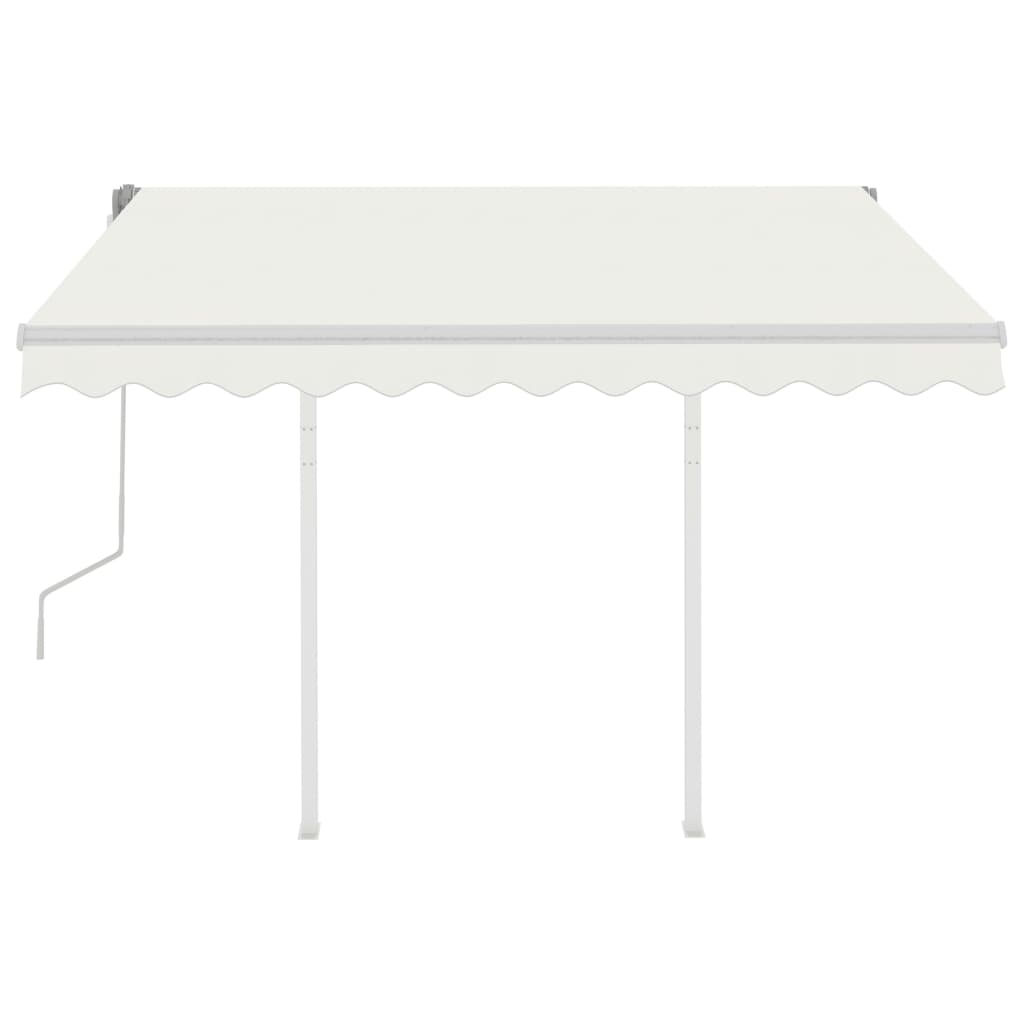 Vidaxl luifel extensible manuellement avec des poteaux 3x2,5 m crème -colored