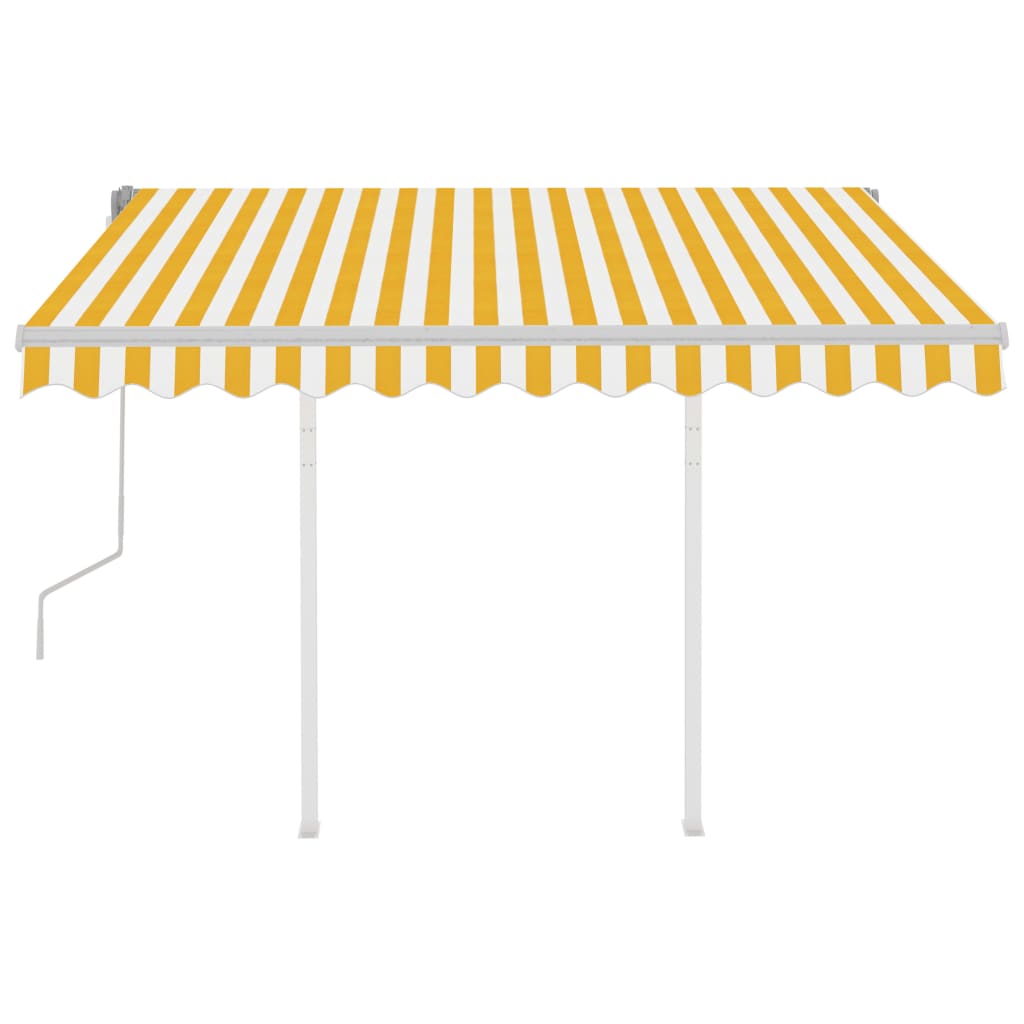 Vidaxl luifel extensible manuellement avec des poteaux 3x2,5 m jaune et blanc
