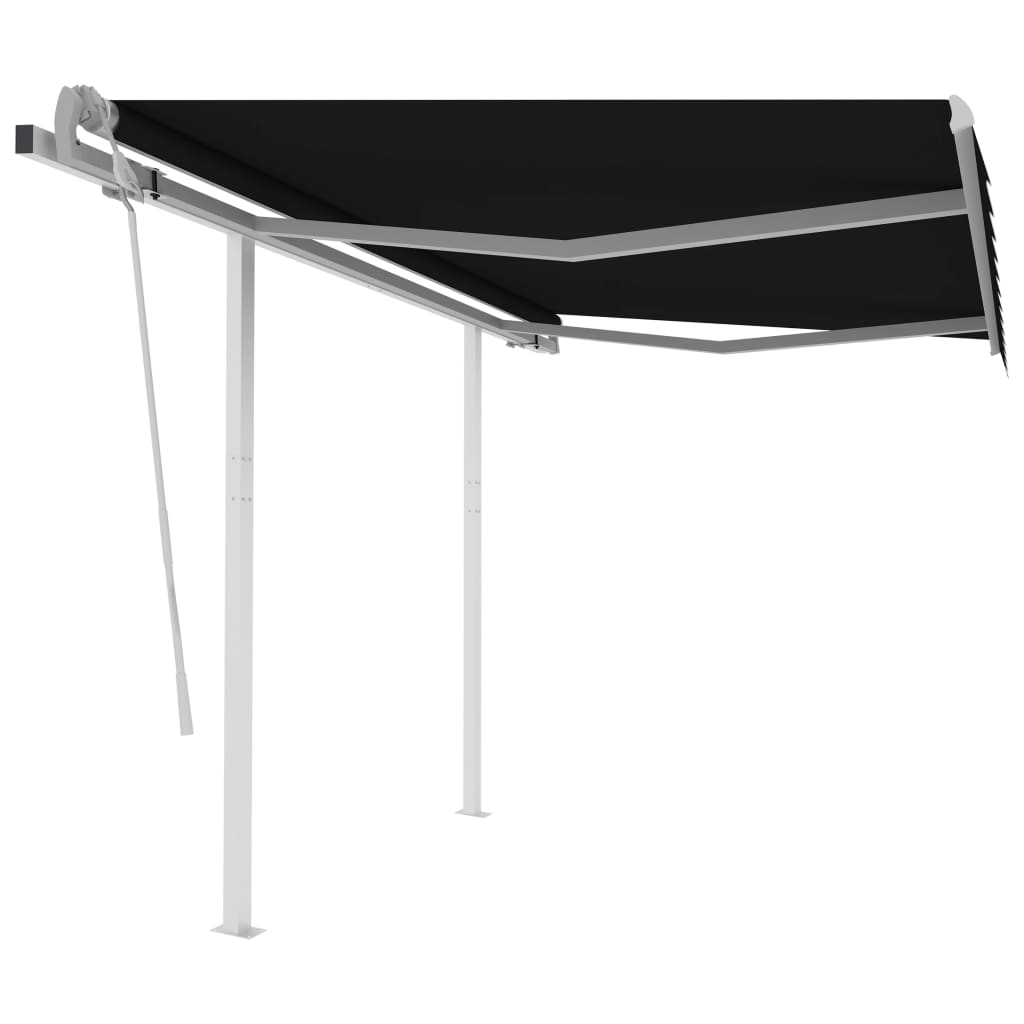 Vidaxl Luifel extensible manuellement avec des poteaux 3x2,5 m anthracite -colored