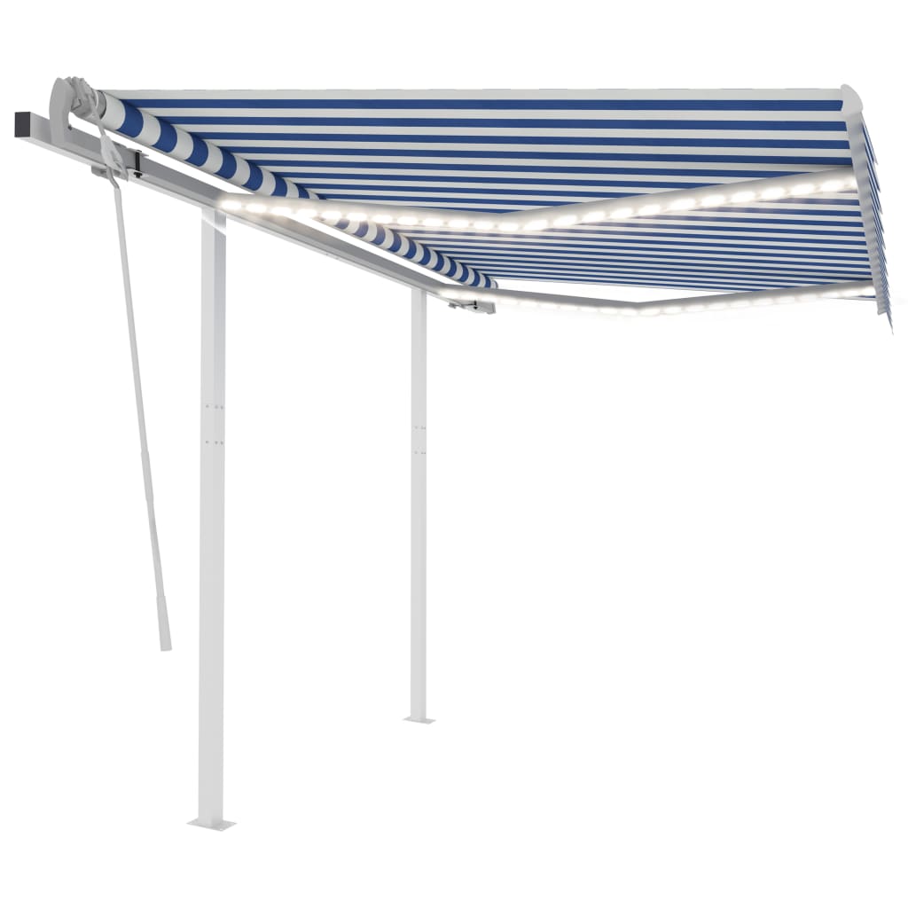Vidaxl luifel extensible manuellement avec LED 3x2,5 m bleu et blanc