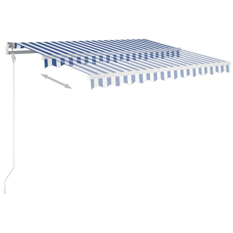 Vidaxl luifel extensible manuellement avec LED 3x2,5 m bleu et blanc
