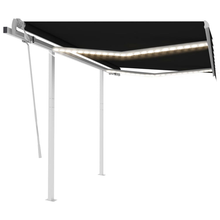 Vidaxl Luifel extensible manuellement avec un LED 3x2,5 M anthracite -colored