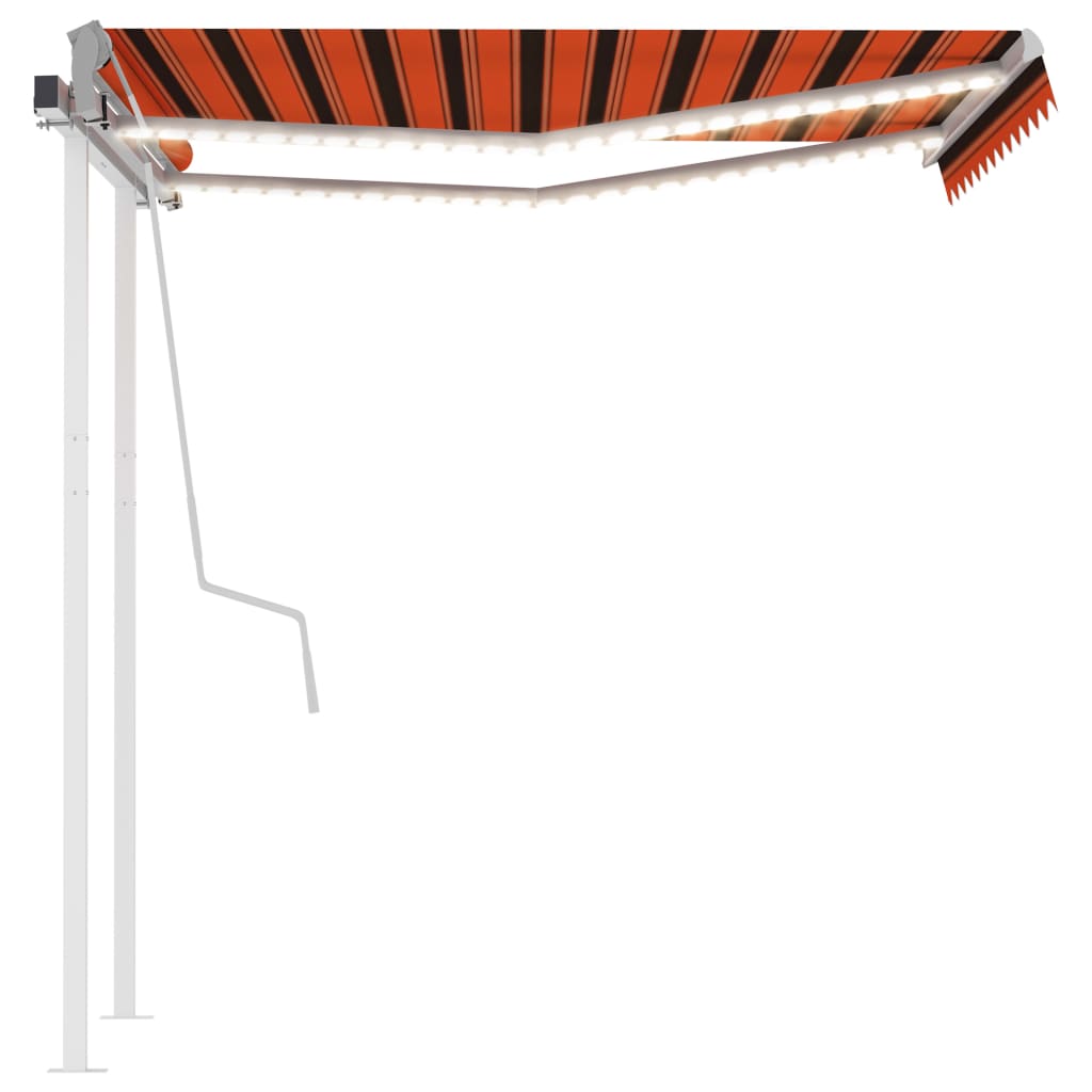 Vidaxl luifel extensible manuellement avec LED 3x2,5 m orange et brun