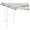 Vidaxl Luifel extensible manuellement avec des poteaux de 3,5x2,5 m crème -colored