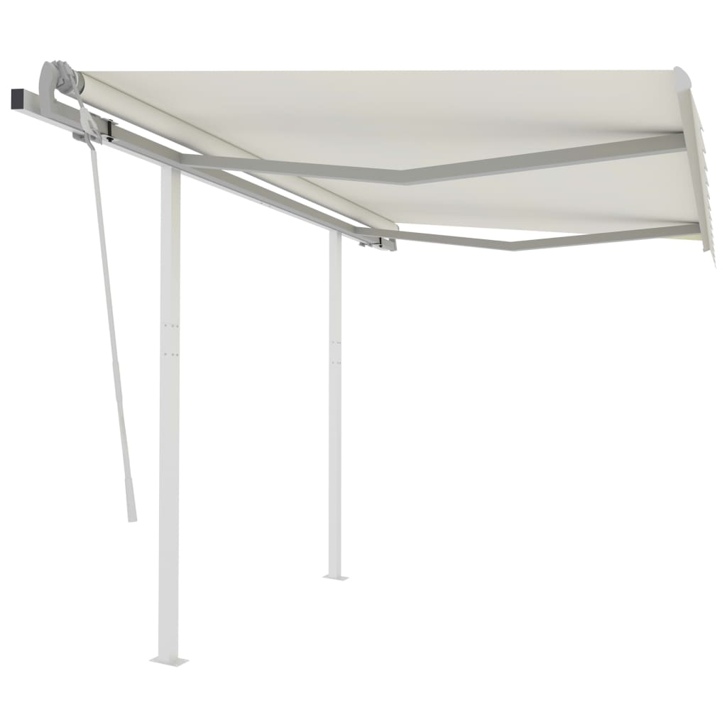 Vidaxl Luifel extensible manuellement avec des poteaux de 3,5x2,5 m crème -colored