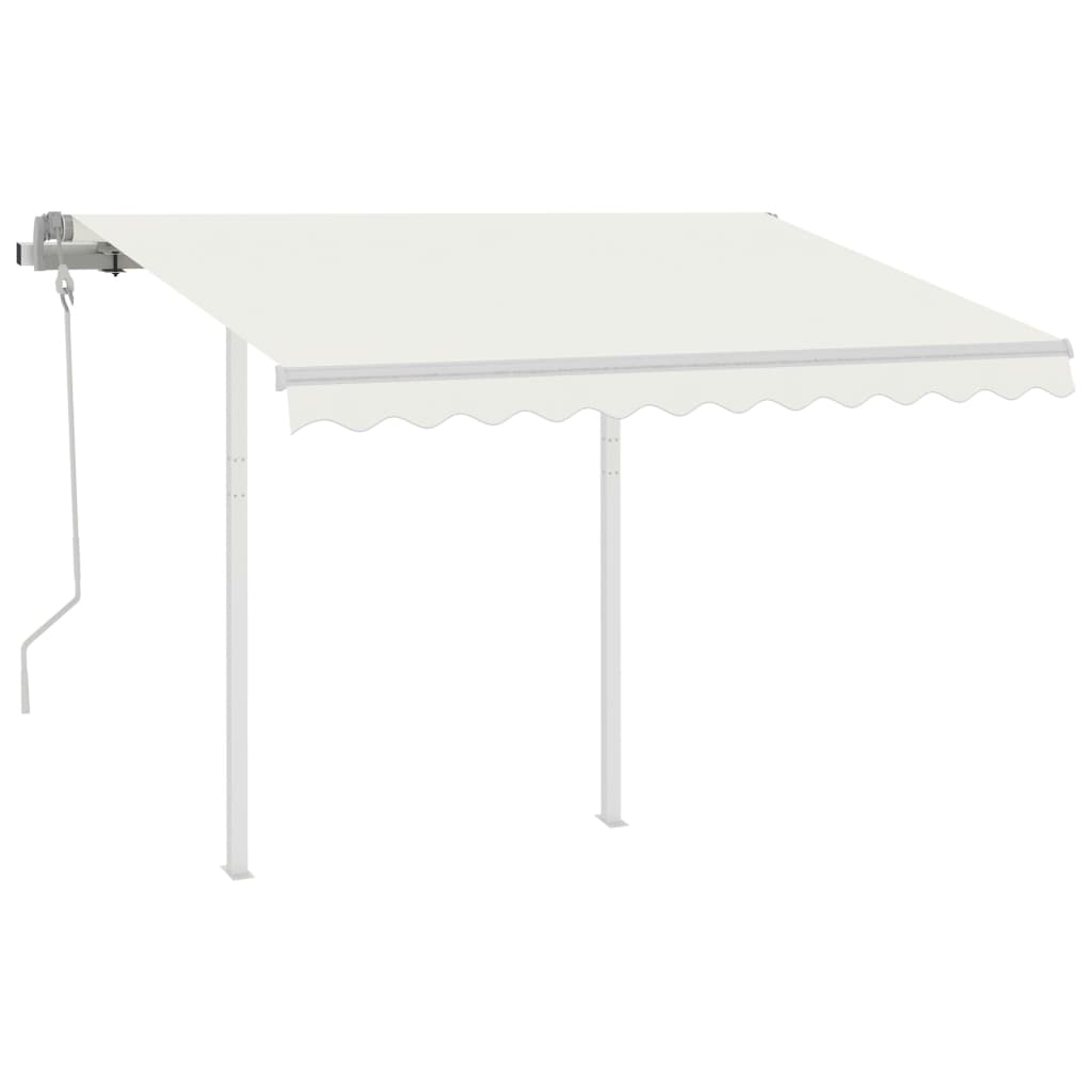 Vidaxl Luifel extensible manuellement avec des poteaux de 3,5x2,5 m crème -colored