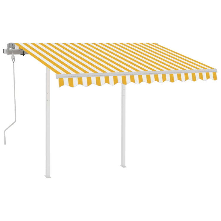 Vidaxl Luifel extensible manuellement avec des poteaux de 3,5 x 2,5 m jaune et blanc
