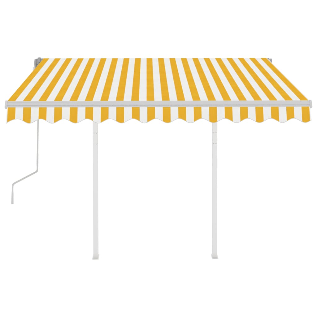 Vidaxl Luifel extensible manuellement avec des poteaux de 3,5 x 2,5 m jaune et blanc