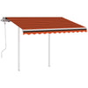 Vidaxl Luifel extensible manuellement avec des poteaux de 3,5 x 2,5 m orange et brun