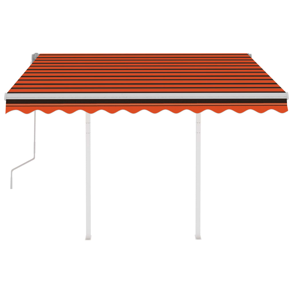 Vidaxl Luifel extensible manuellement avec des poteaux de 3,5 x 2,5 m orange et brun