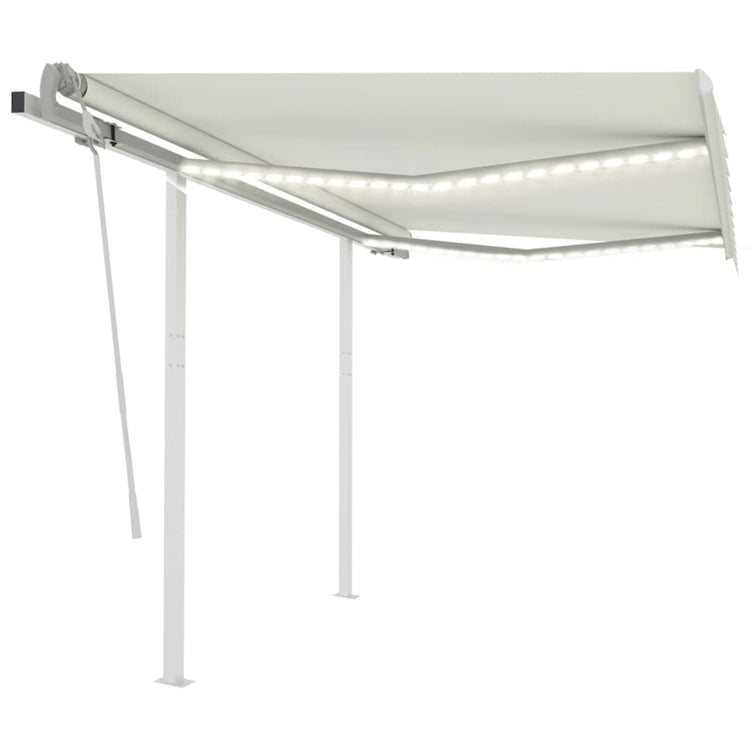Vidaxl Luifel extensible manuellement avec LED 3,5x2,5 m crème -colored