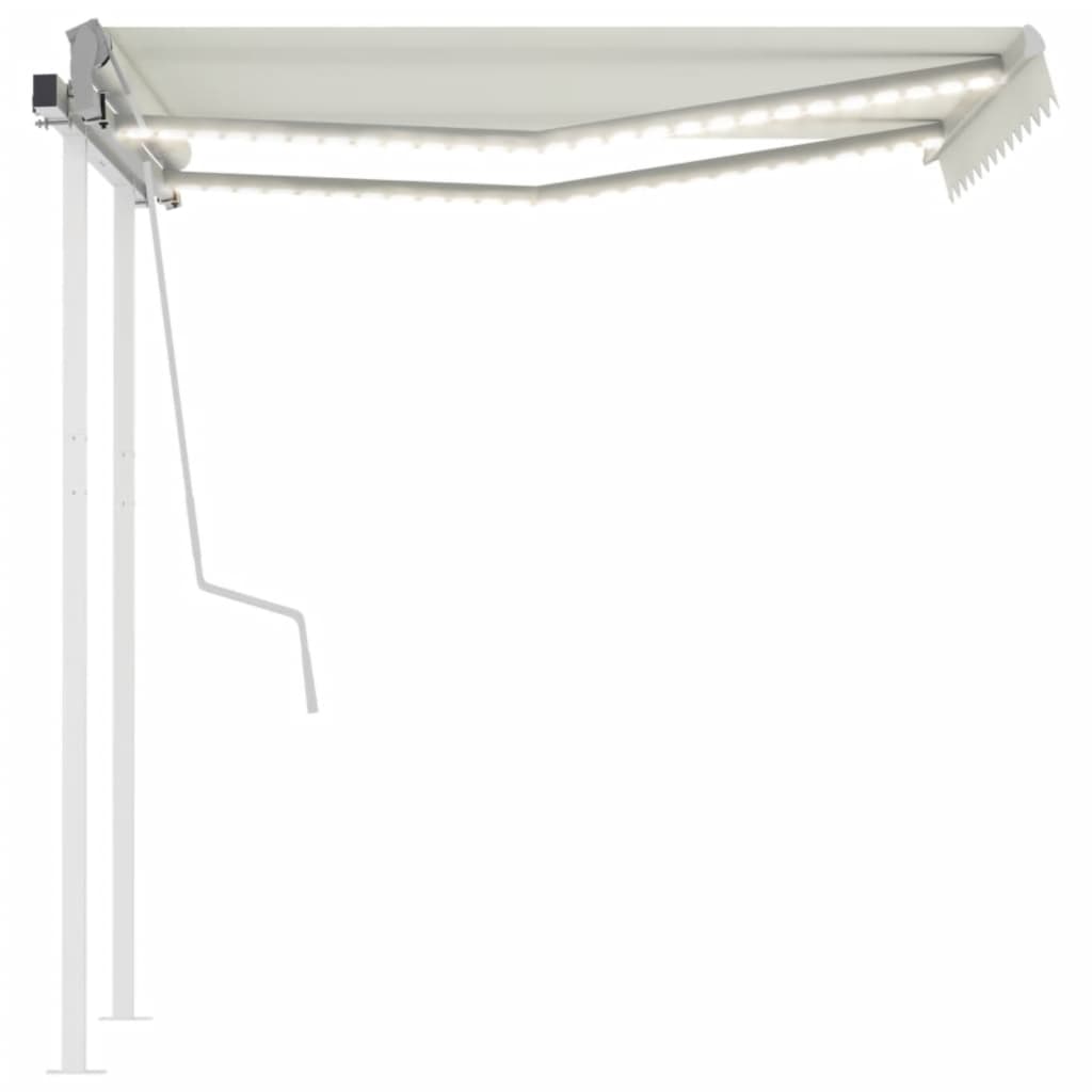 Vidaxl Luifel extensible manuellement avec LED 3,5x2,5 m crème -colored