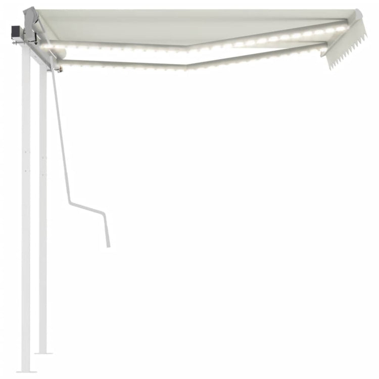 Vidaxl Luifel extensible manuellement avec LED 3,5x2,5 m crème -colored
