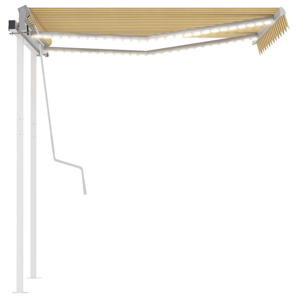 Vidaxl luifel extensible manuellement avec LED 3,5 x 2,5 m jaune et blanc