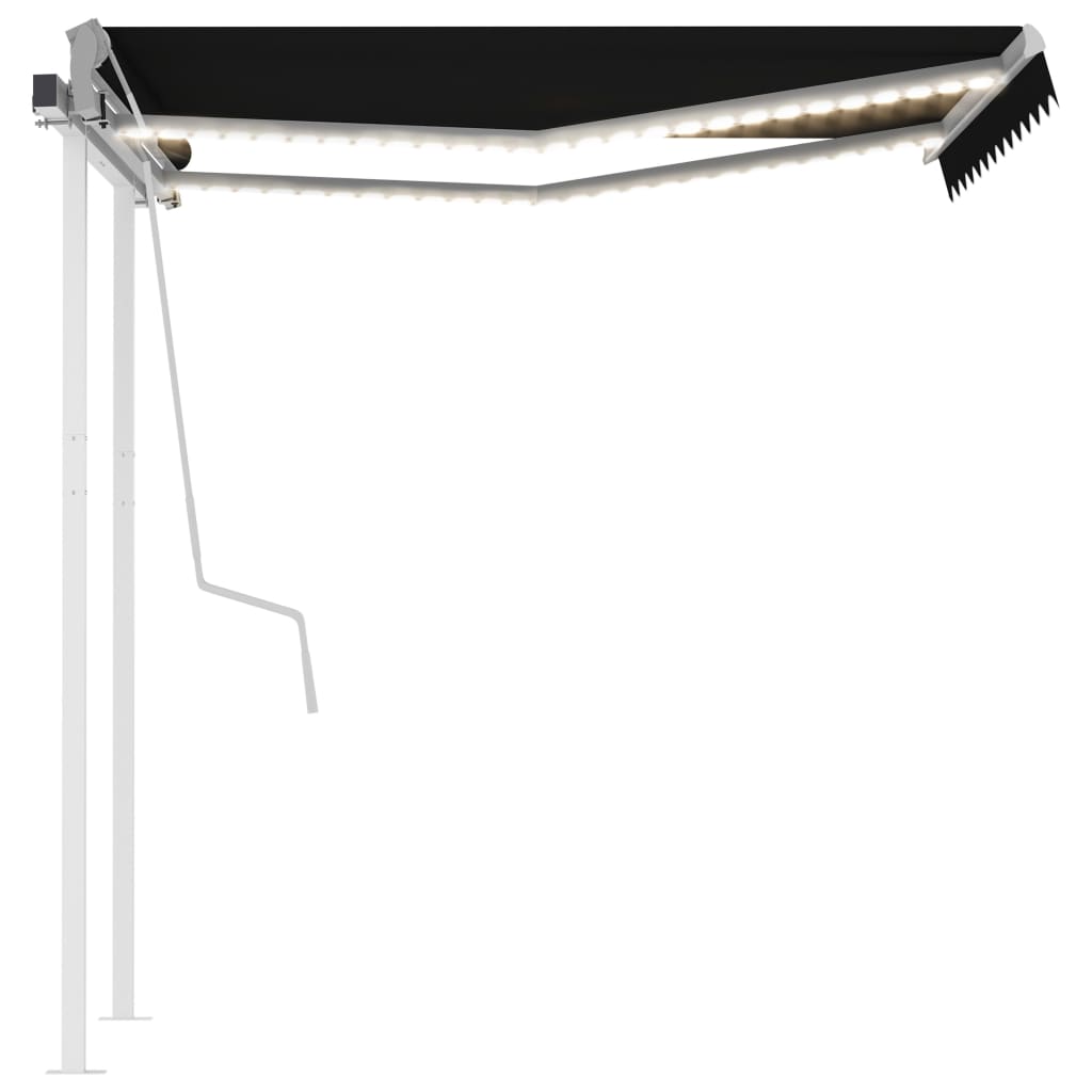 Vidaxl Luifel extensible manuellement avec la LED 3,5 x 2,5 m anthracite -colored
