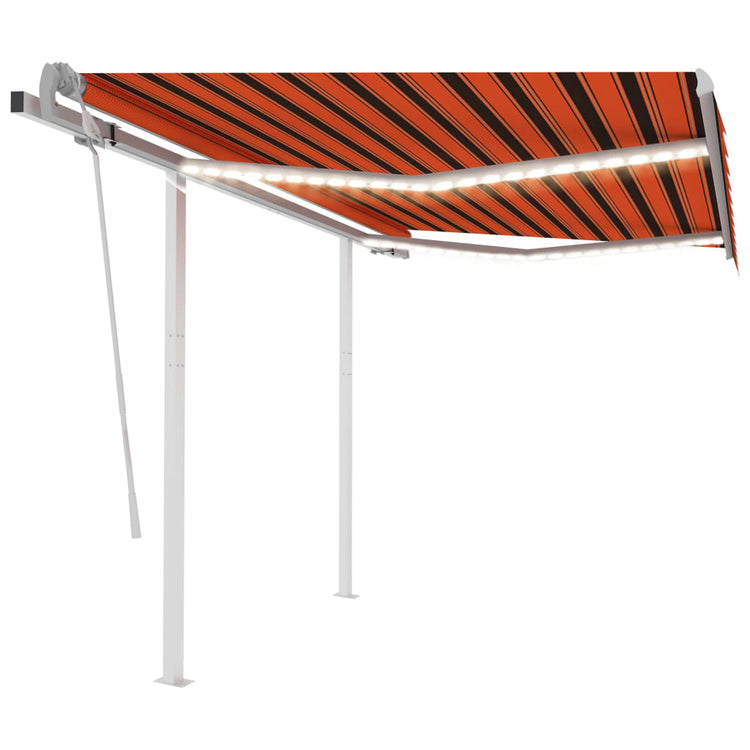 Vidaxl Luifel extensible manuellement avec LED 3,5 x 2,5 m d'orange et brun