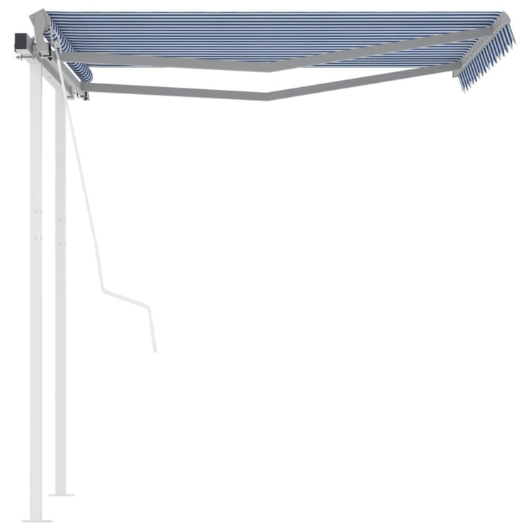 Vidaxl Luifel a automatiquement extensible avec des poteaux de 3,5 x 2,5 m bleu et blanc