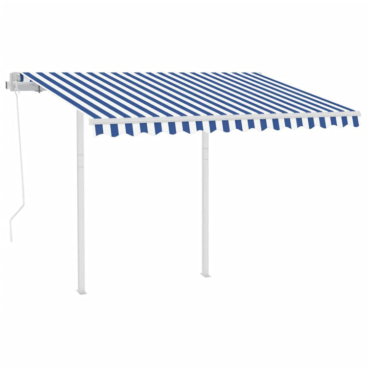 Vidaxl Luifel a automatiquement extensible avec des poteaux de 3,5 x 2,5 m bleu et blanc