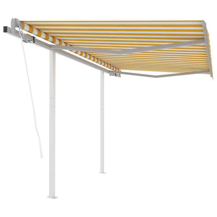 Vidaxl Luifel est automatiquement extensible avec des poteaux de 3,5 x 2,5 m jaune et blanc