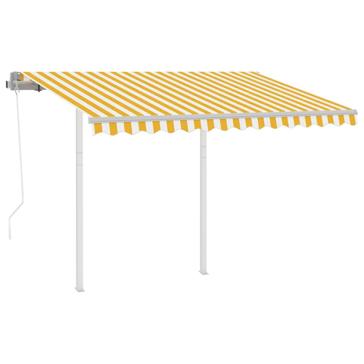 Vidaxl Luifel est automatiquement extensible avec des poteaux de 3,5 x 2,5 m jaune et blanc