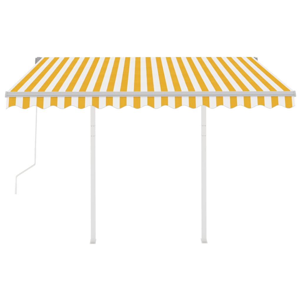 Vidaxl Luifel est automatiquement extensible avec des poteaux de 3,5 x 2,5 m jaune et blanc