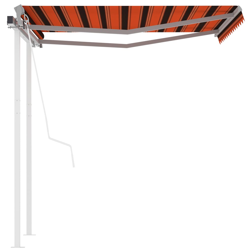 Vidaxl Luifel est automatiquement extensible avec des poteaux de 3,5 x 2,5 m brun orange