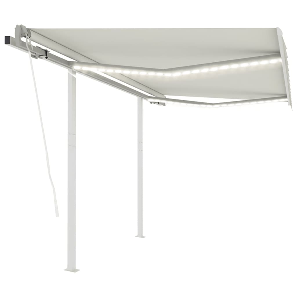 Vidaxl luifel automatique avec led et capteur de vent 3,5x2,5 m crème -colored