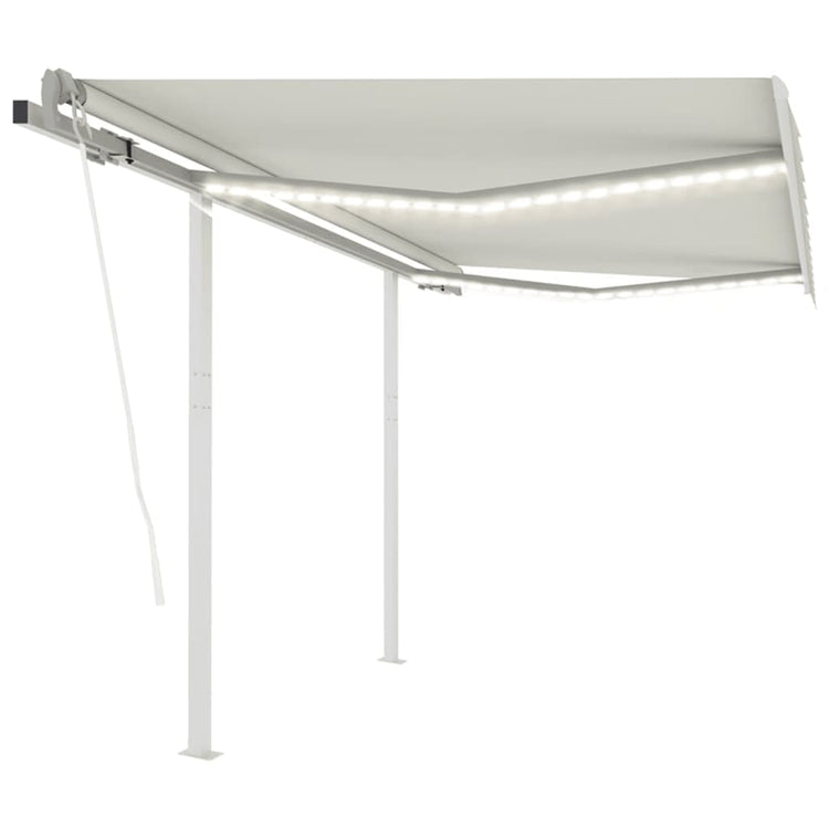Vidaxl luifel automatique avec led et capteur de vent 3,5x2,5 m crème -colored
