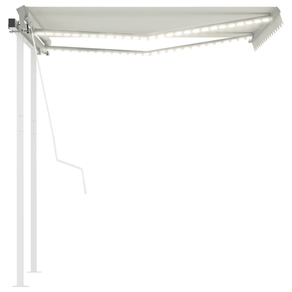 Vidaxl luifel automatique avec led et capteur de vent 3,5x2,5 m crème -colored