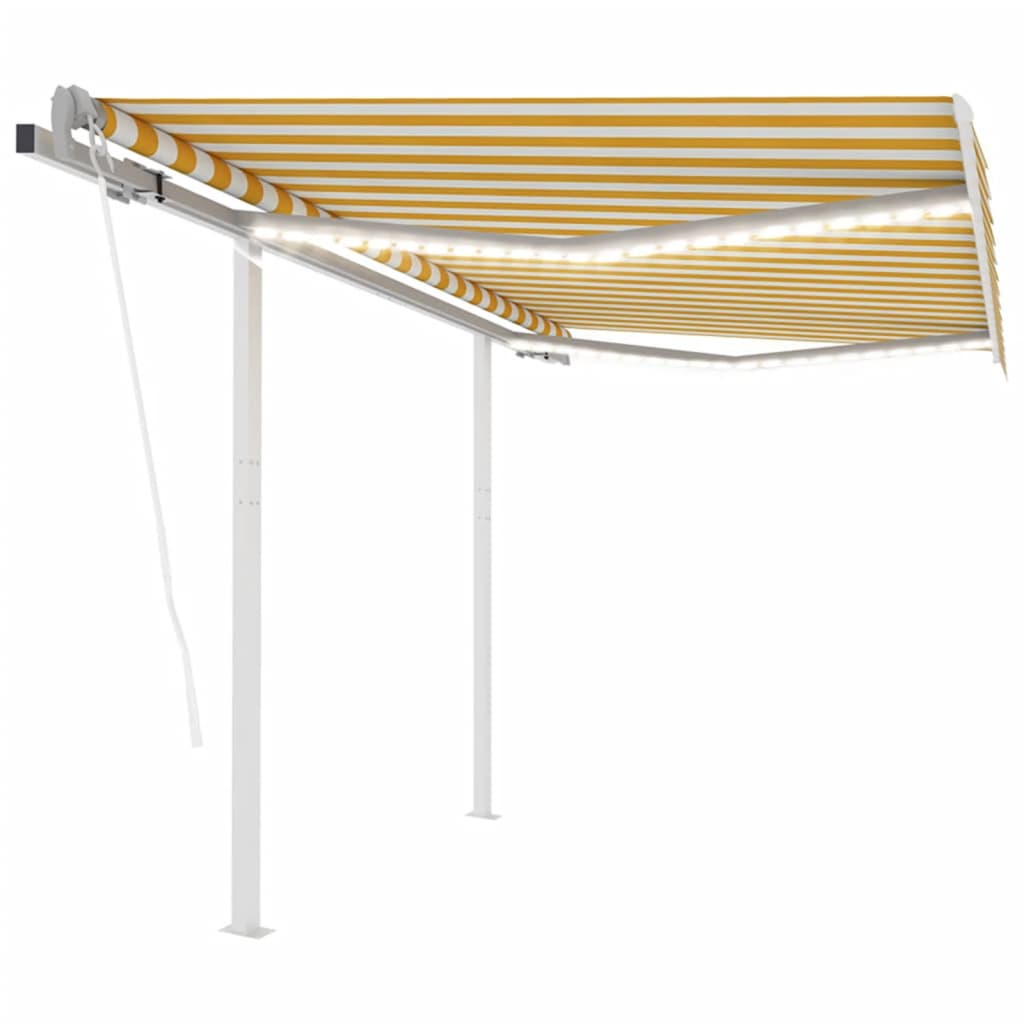 Vidaxl Luifel automatique avec led et capteur de vent 3,5x2,5 m jaune et blanc