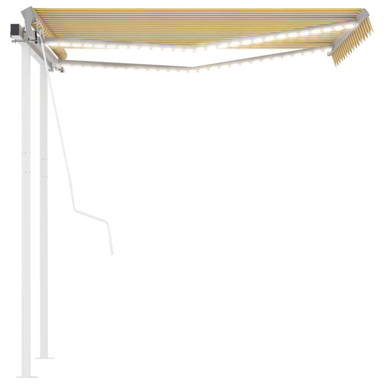 Vidaxl Luifel automatique avec led et capteur de vent 3,5x2,5 m jaune et blanc