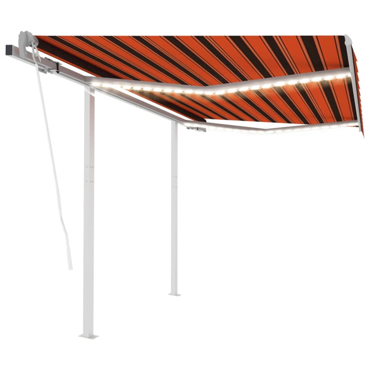 Vidaxl luifel automatique avec led et capteur de vent 3,5x2,5 m brun orange