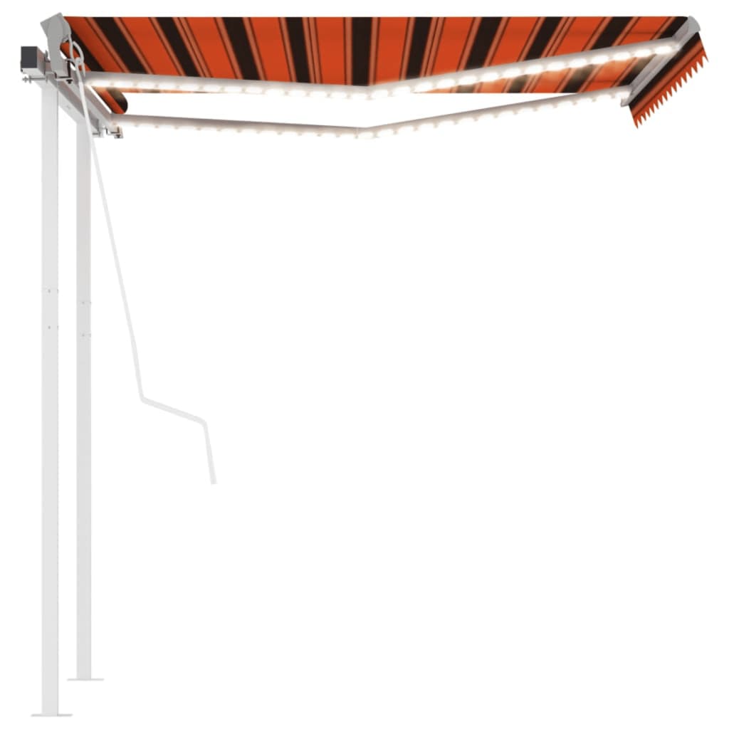 Vidaxl luifel automatique avec led et capteur de vent 3,5x2,5 m brun orange