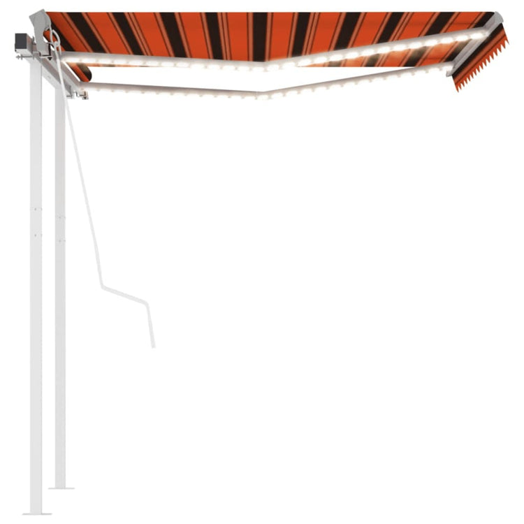 Vidaxl luifel automatique avec led et capteur de vent 3,5x2,5 m brun orange