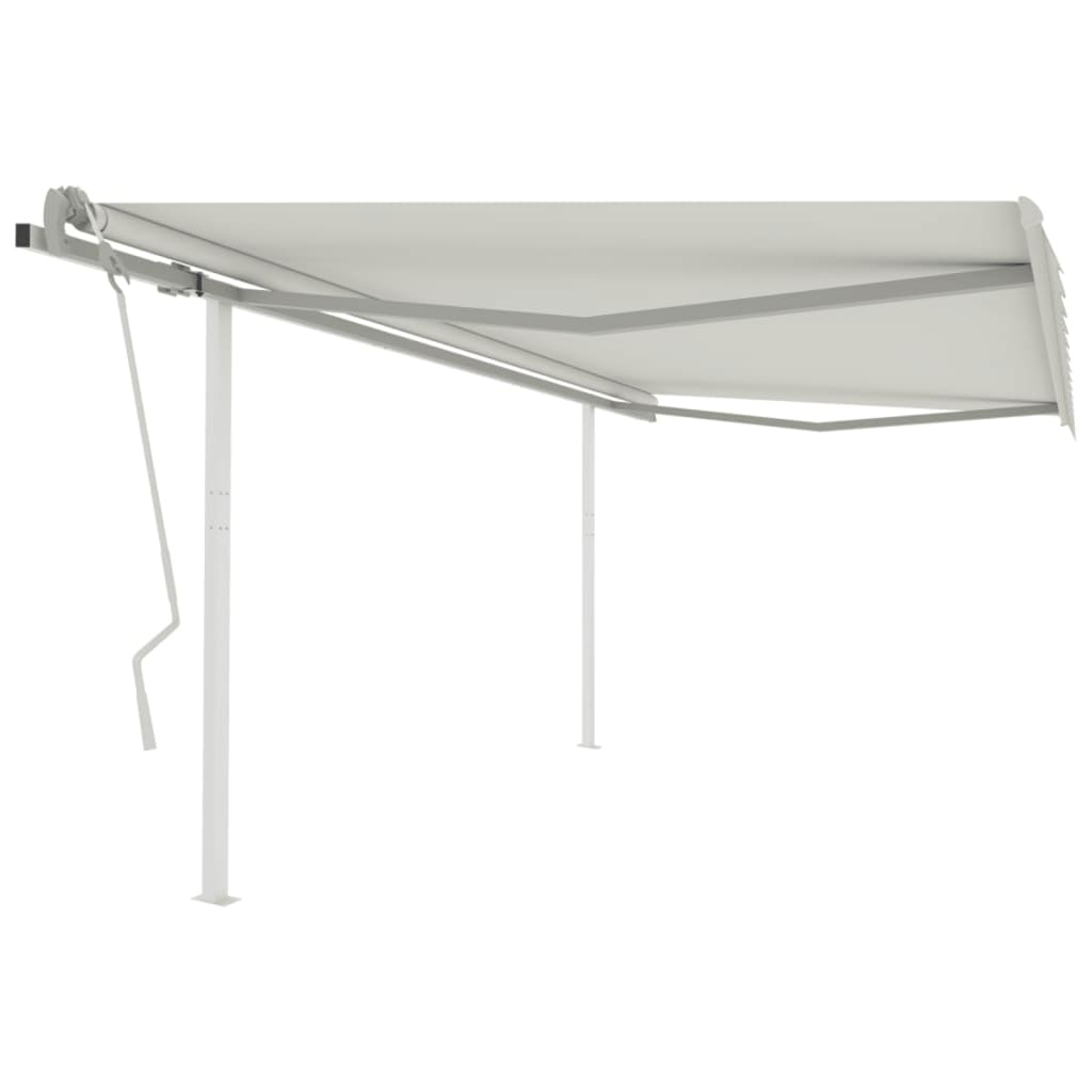 Vidaxl luifel extensible manuellement avec des poteaux 4x3 m crème -colored