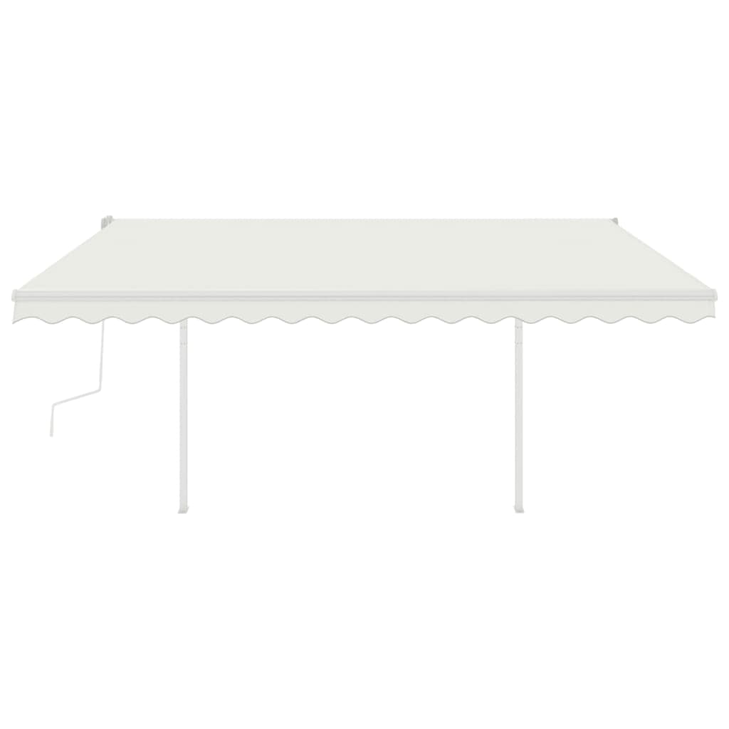 Vidaxl luifel extensible manuellement avec des poteaux 4x3 m crème -colored