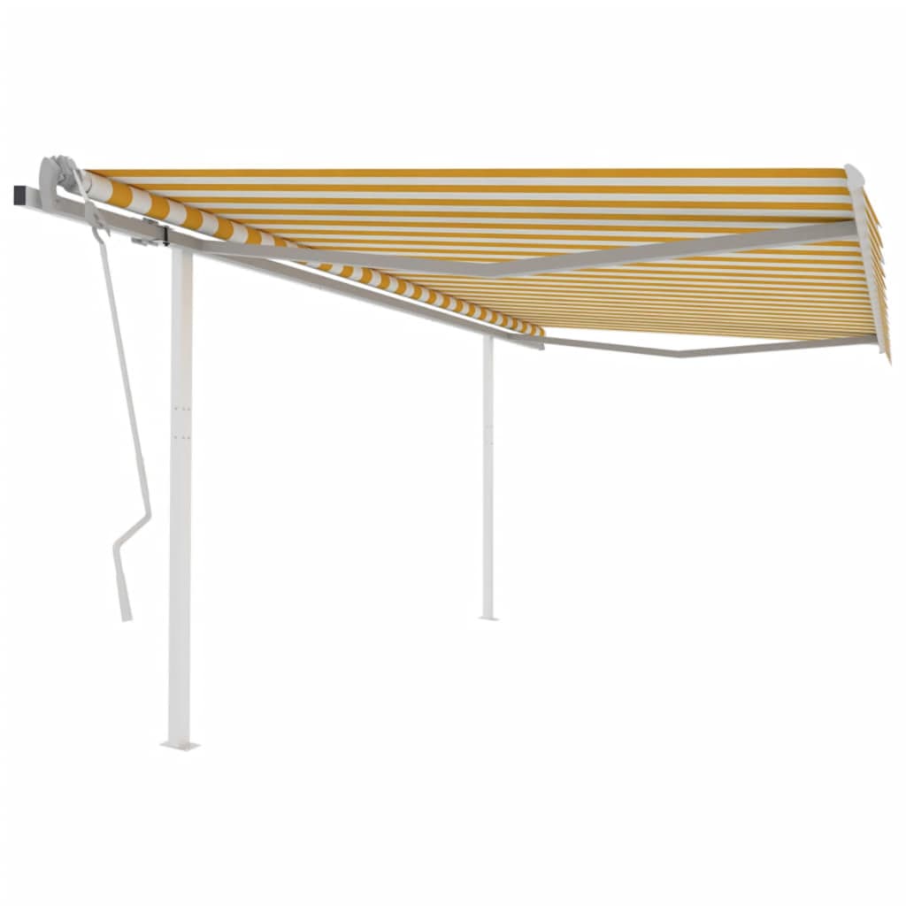Vidaxl luifel extensible manuellement avec des poteaux 4x3 m jaune et blanc