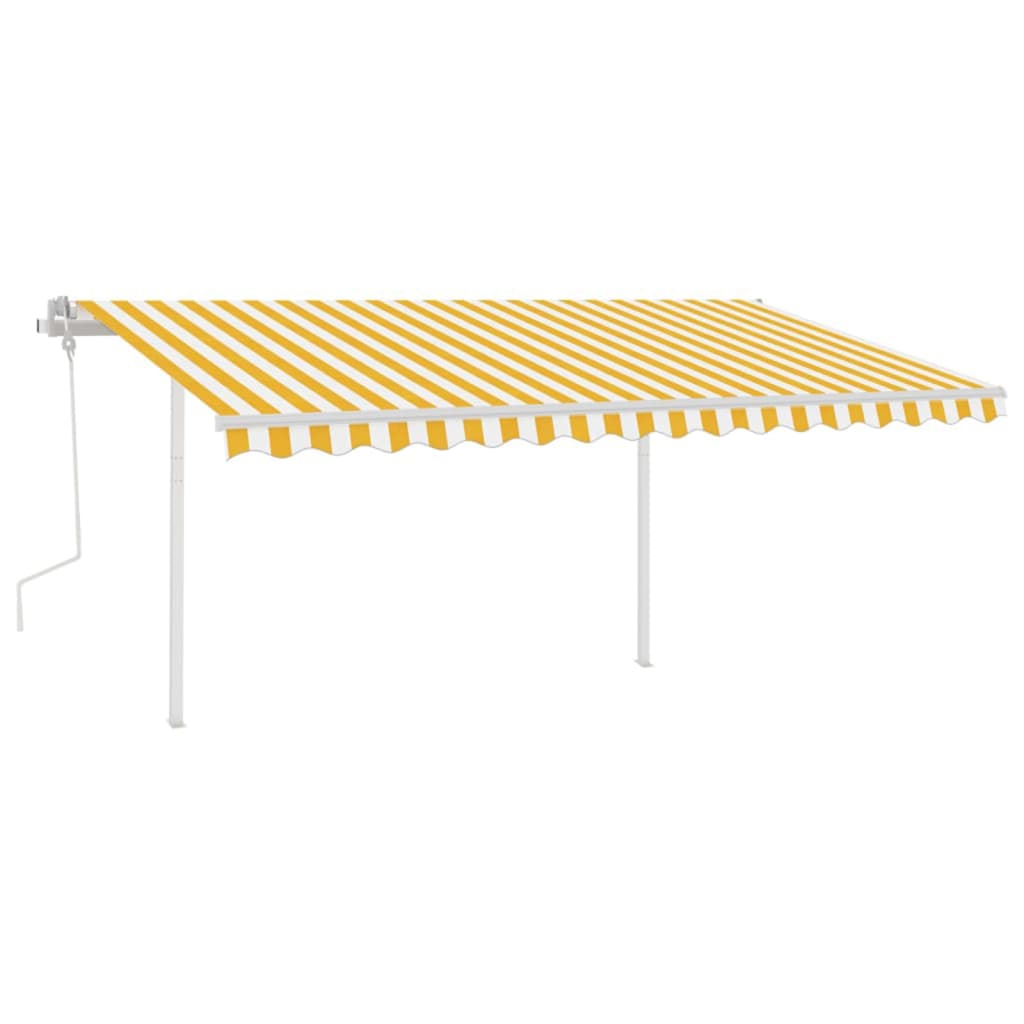 Vidaxl luifel extensible manuellement avec des poteaux 4x3 m jaune et blanc